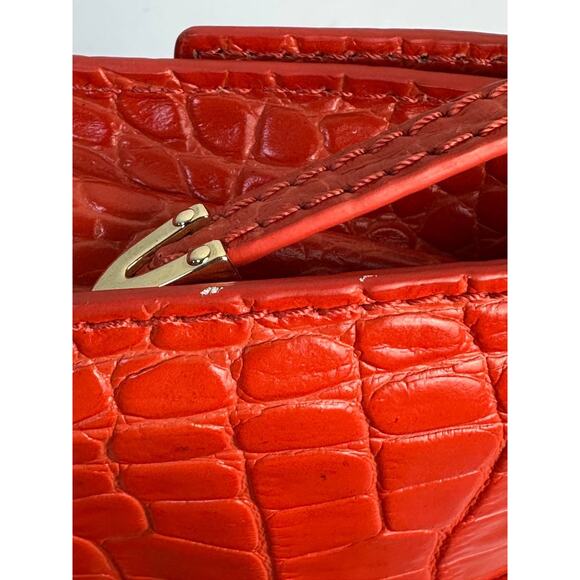 Jimmy Choo River Red Crocodile Embossed Leather Bag - Picture 12 of 14